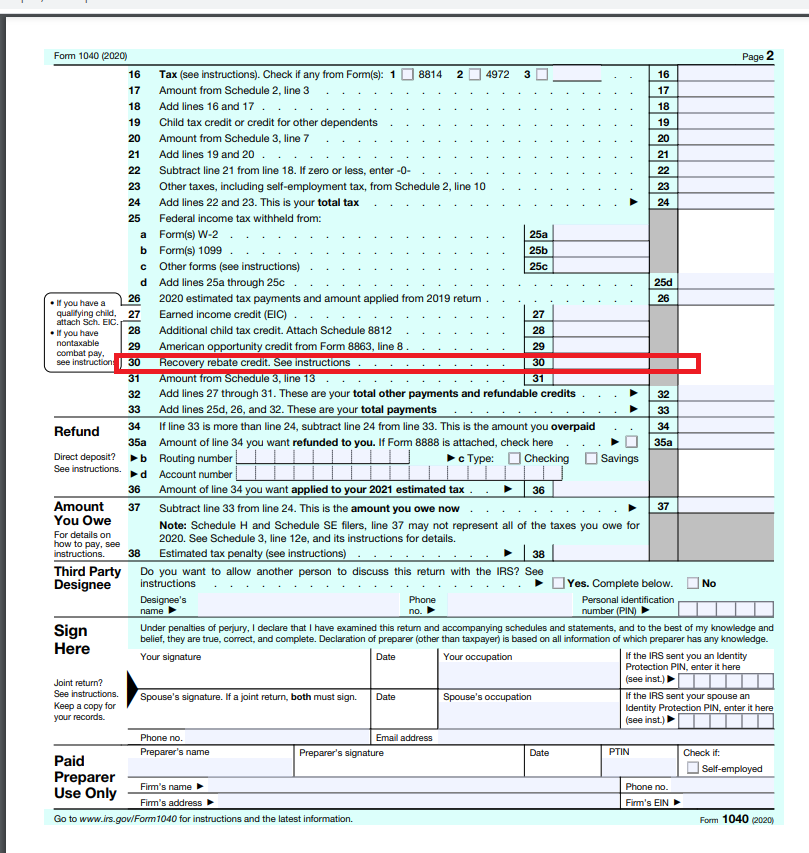 How Do I Claim The Recovery Rebate Credit On My Tax Return