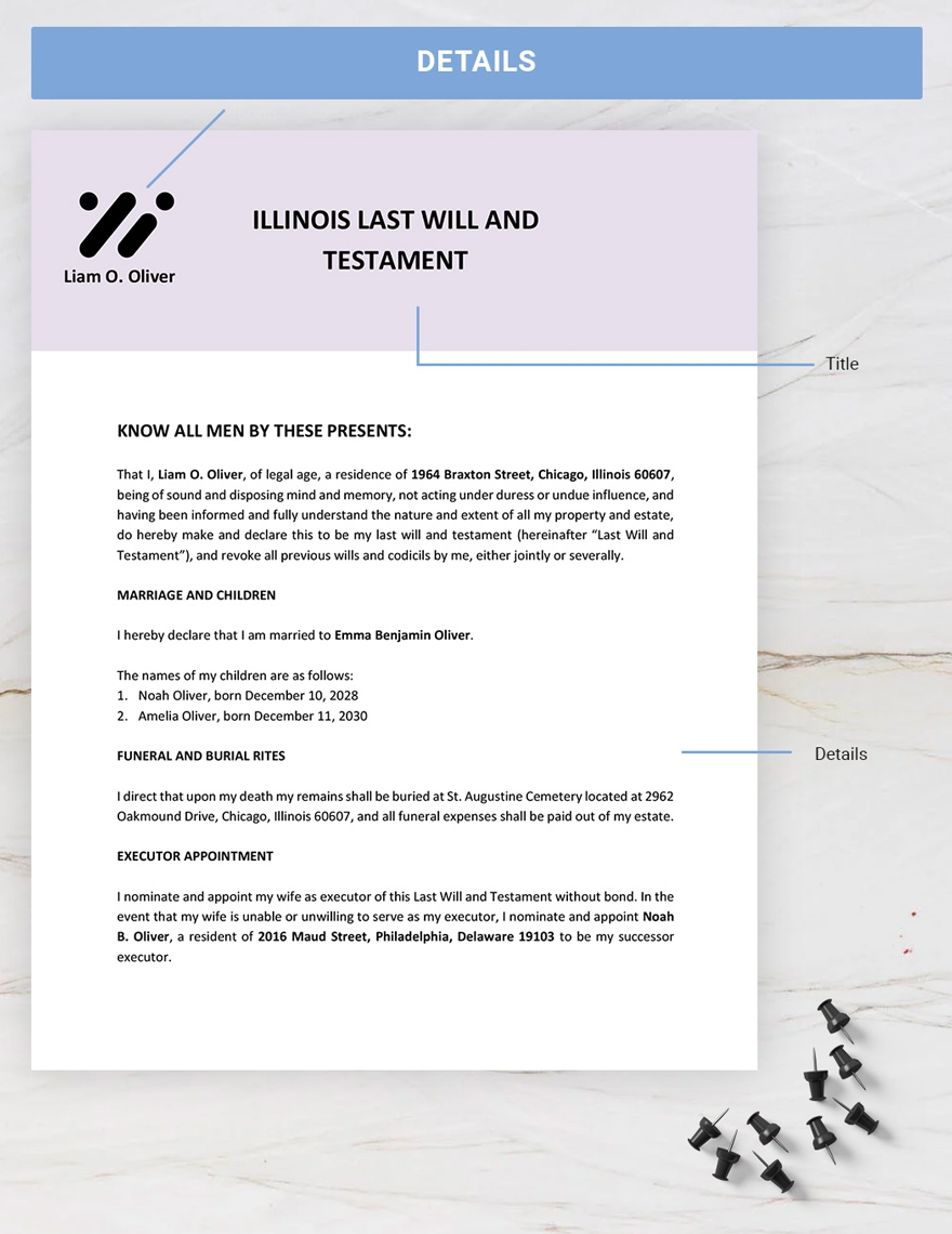 Illinois Last Will And Testament Template In Google Docs Word Download Template