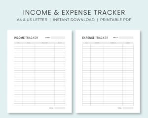 Income U0026 Expense Tracker Printable Money Tracker Business
