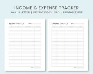 Income U0026 Expense Tracker Printable Money Tracker Business