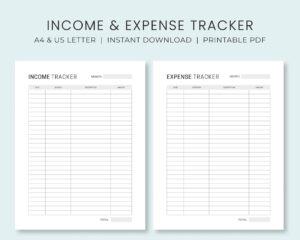 Income U0026 Expense Tracker Printable Money Tracker Business Financial Planning A4 US Letter Instant Download Etsy