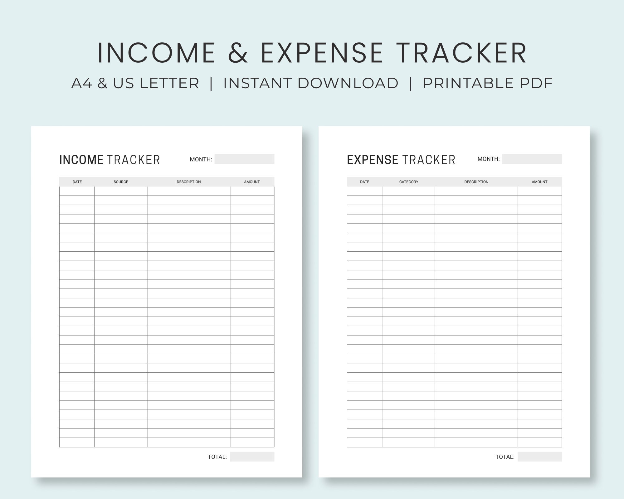 Income U0026 Expense Tracker Printable Money Tracker Business