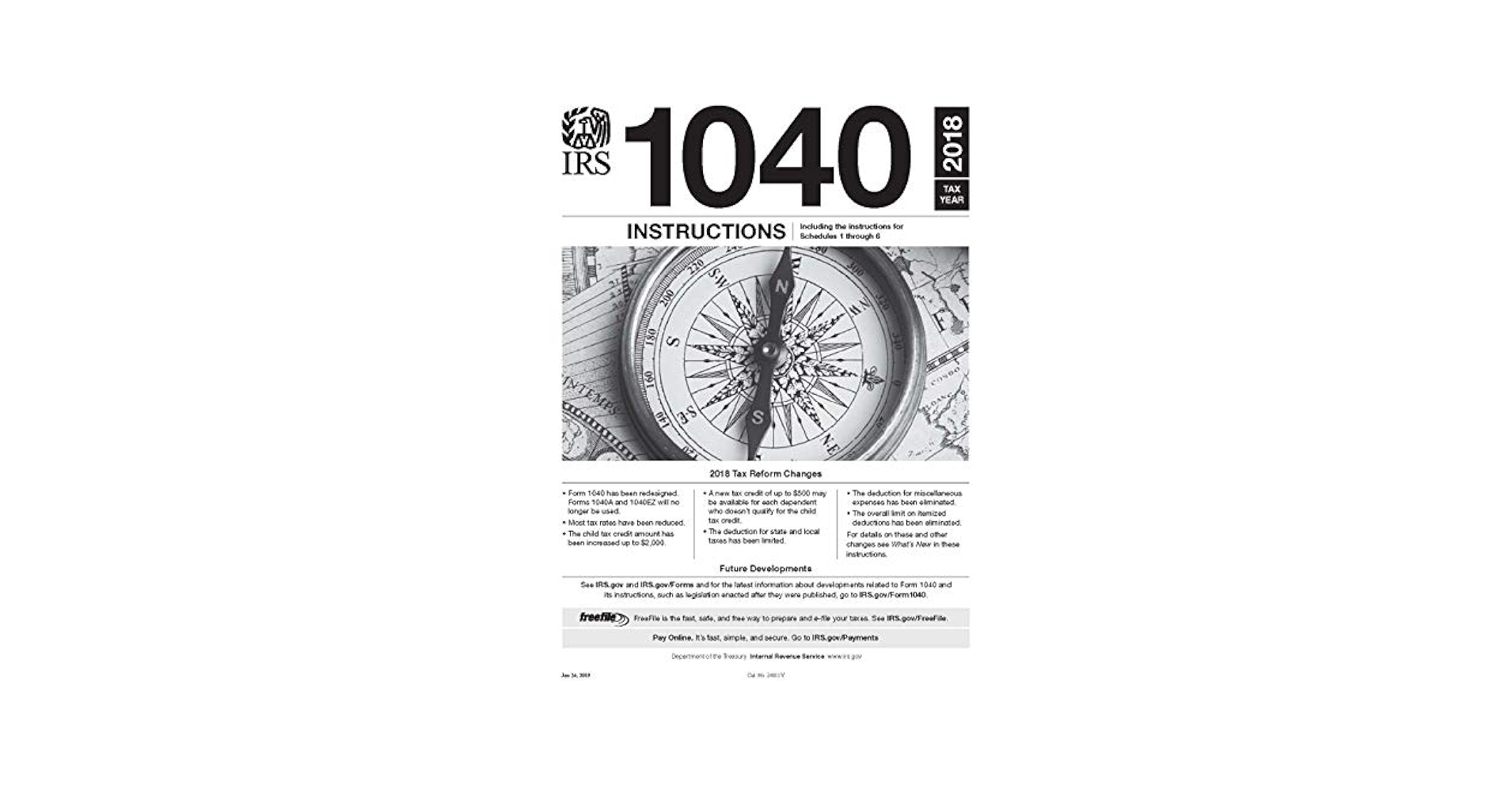 IRS Form 1040 Instructions Tax Year 2018 Form 1040 Included 