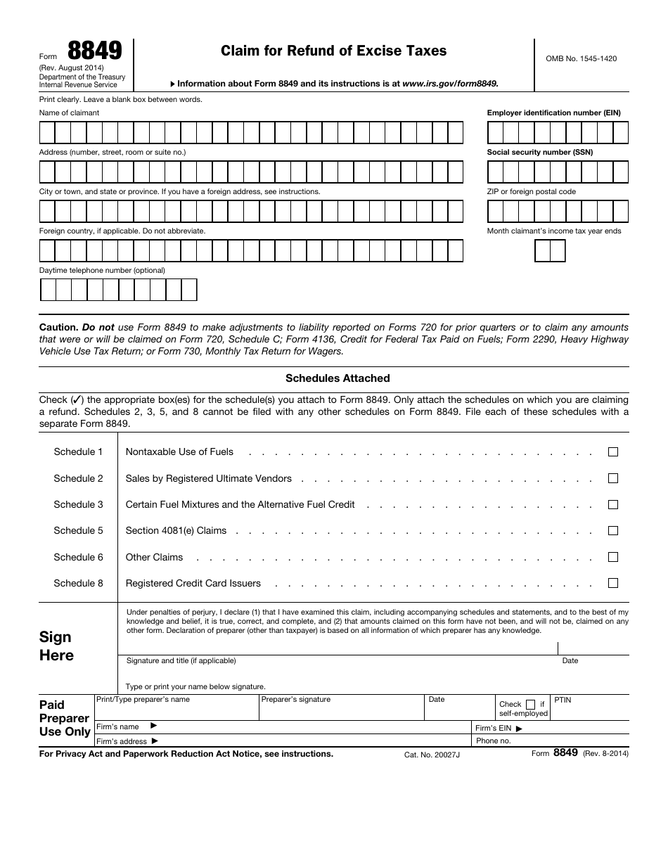 IRS Form 8849 Fill Out Sign Online And Download Fillable PDF 