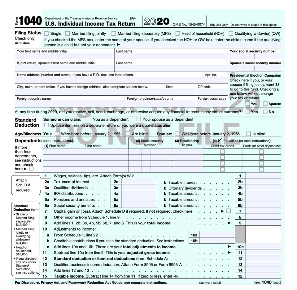 IRS Releases Draft Form 1040 Here s What s New For 2020