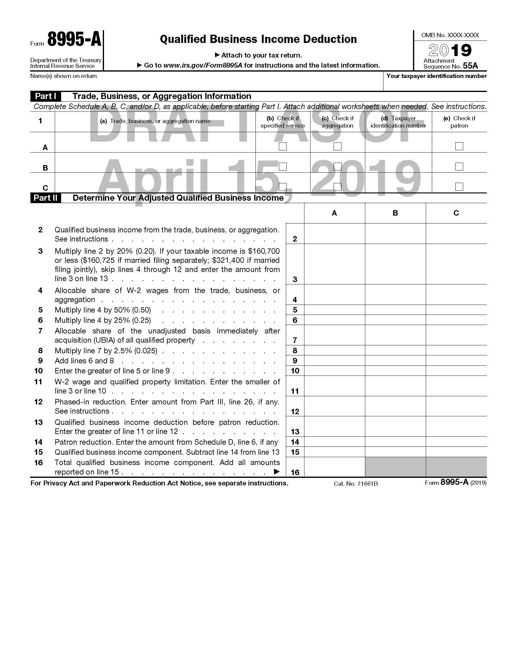 IRS Releases Drafts Of Forms To Be Used To Calculate 199A 