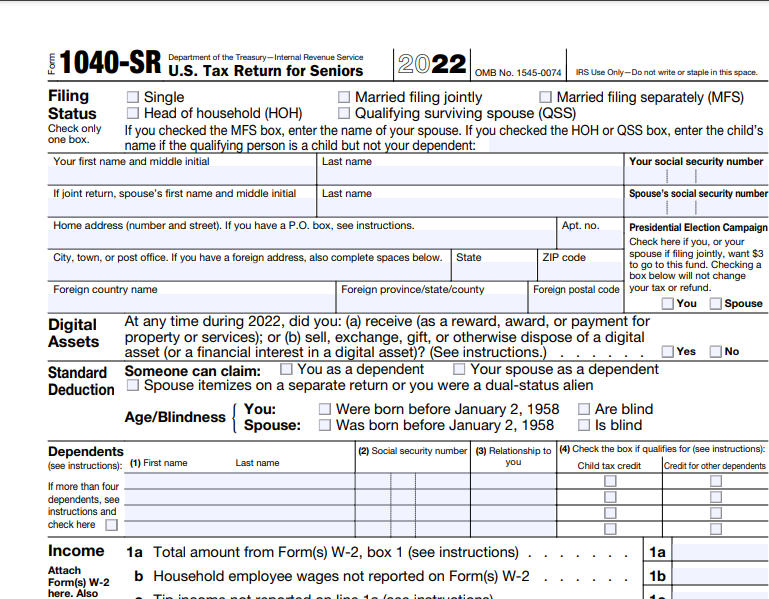 Irs Tax Forms 2024 Printable Form 1040 Sr