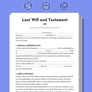 Last Will And Testament Editable Last Will And Testament Template