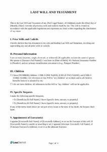 Last Will And Testament Template UK LawDistrict