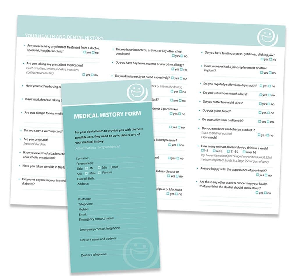 Medical History Form Pack Of 100 Or 500