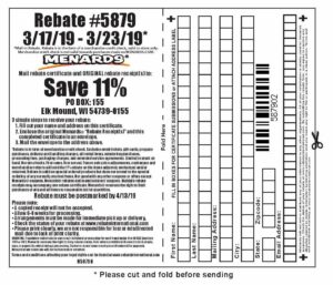 Menards 11 Rebate 5879 Purchases 3 17 19 3 23 19
