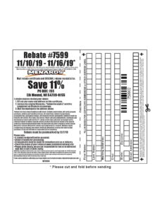 Menards 11 Rebate 7599 Purchases 11 10 19 11 16 19