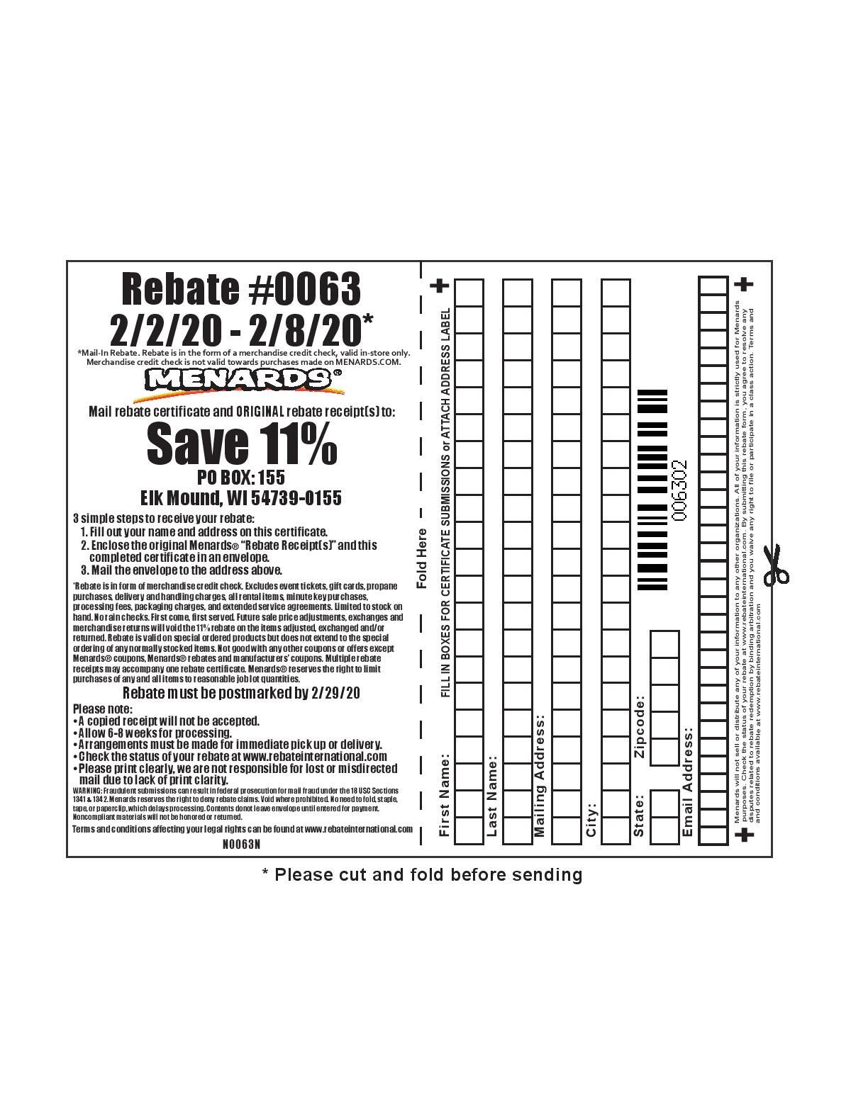 Menards Rebate Printable Form