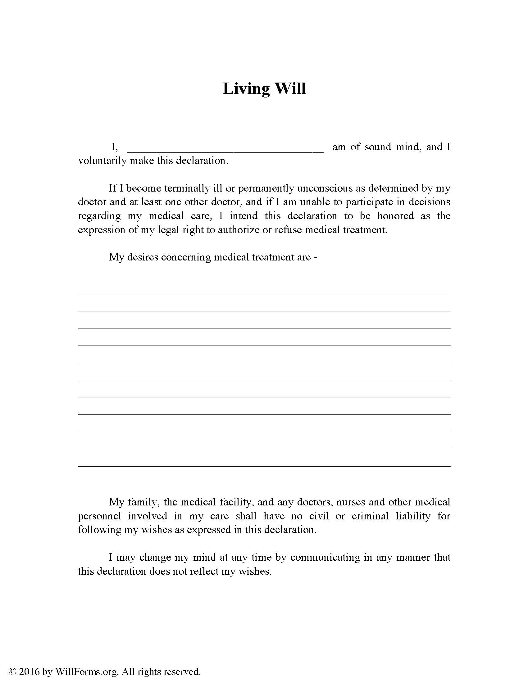 Michigan Advance Health Care Directive Living Will Form Will 