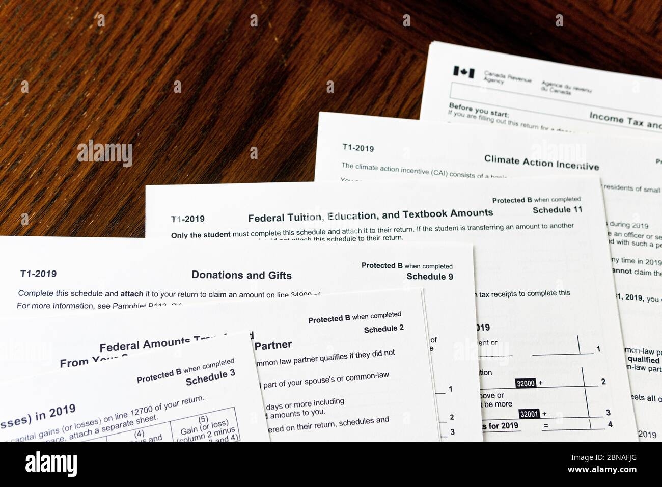 New Canada Revenue Agency Tax Forms Stock Photo Alamy