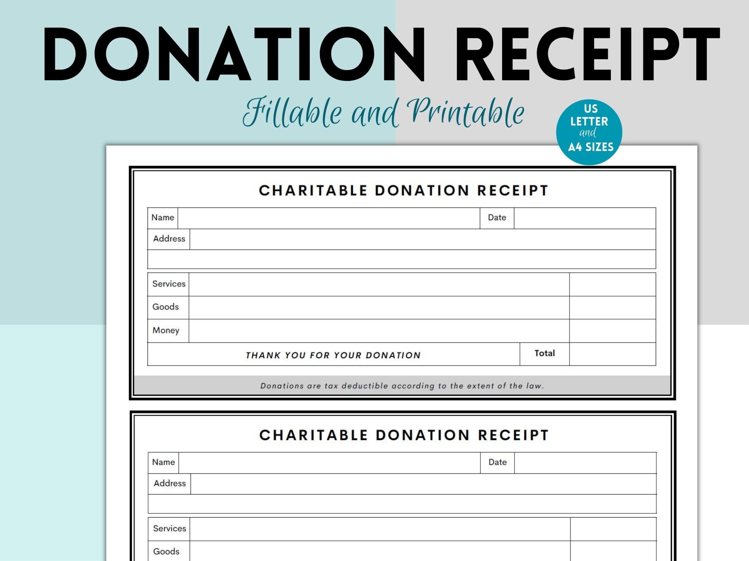 Nonprofit Charity Donation Gift Receipt Donation Receipt Printable Donation Tracker Charity Log Donation List Donation Form Etsy New Zealand