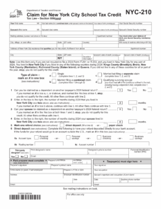 NYC 210 Claim For New York City School Tax Credit 2024 2025 PDF Guru
