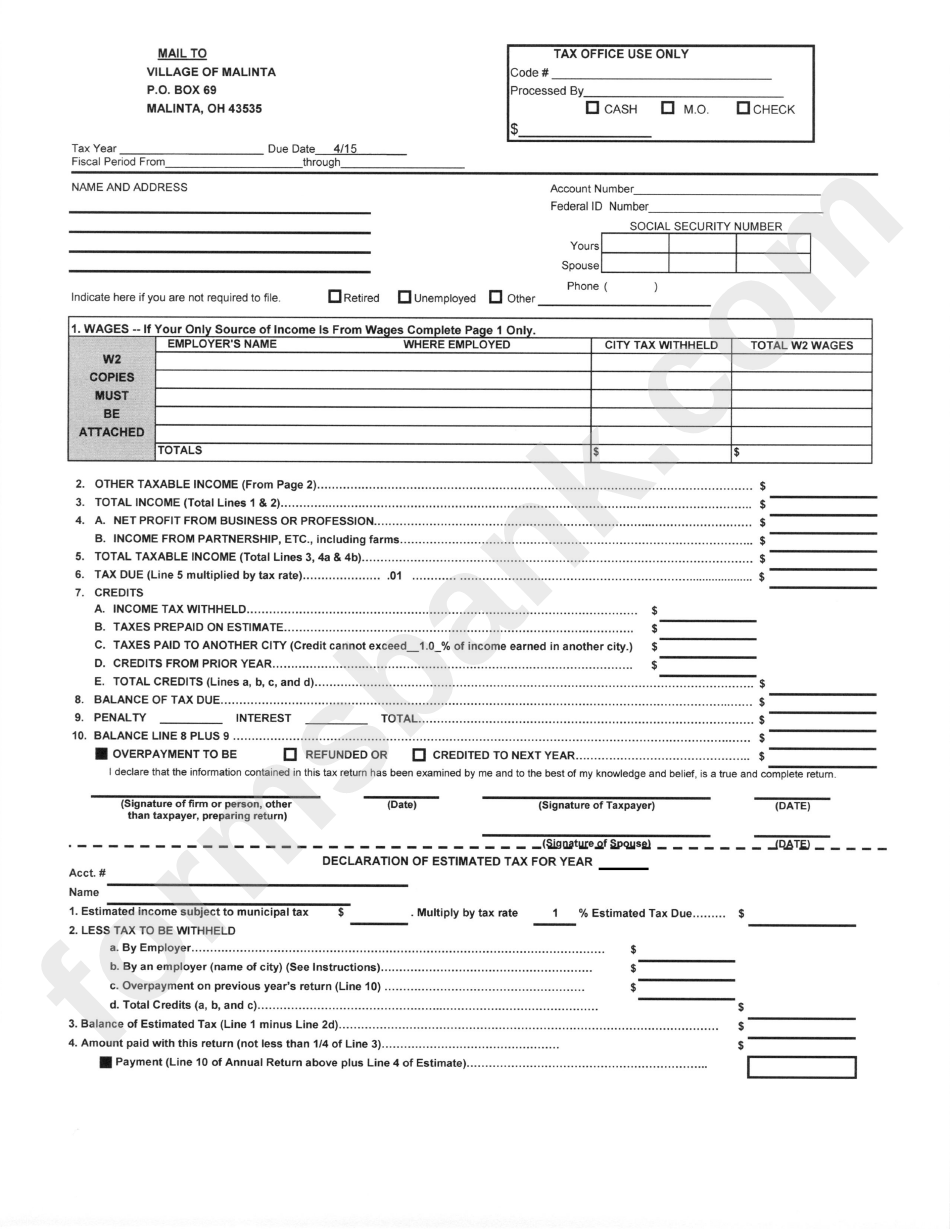 Ohio Income Tax Form Printable