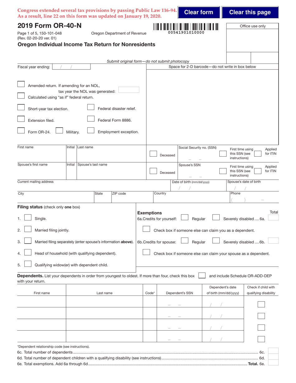 Oregon Fillable Form Printable Forms Free Online