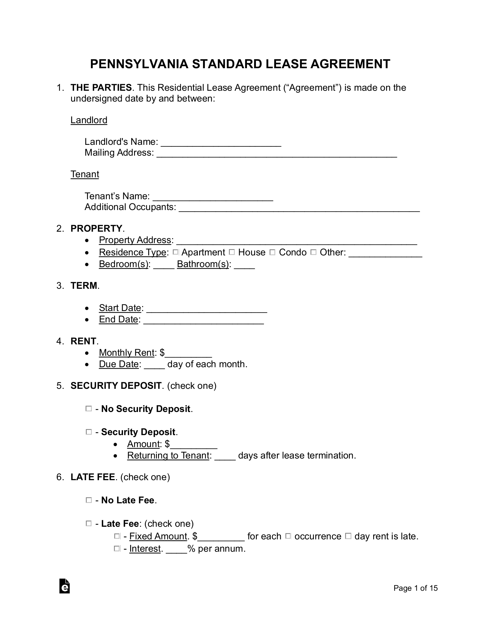 Pa Rental Rebate Form Form