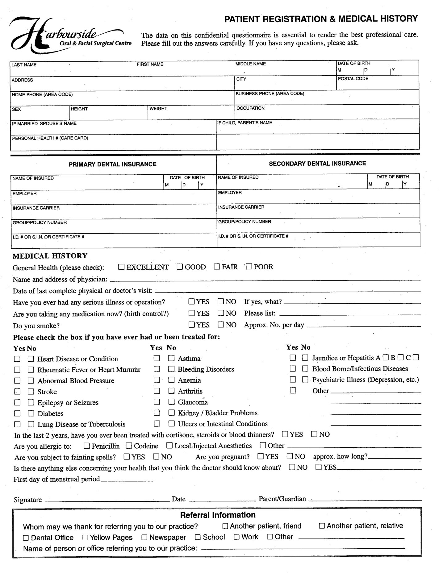 Patient Forms Harbourside Oral And Facial Surgery Centre