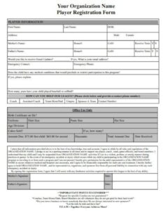 Player Registration Sign up Template baseball Basketball Football Softball Cheerleading Track Soccer Wrestling Sports Signup Etsy
