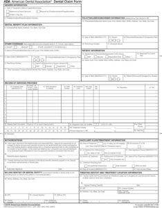 Printable Ada Dental Claim Form 2019