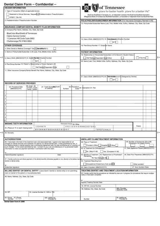 Printable Ada Dental Claim Form 2019