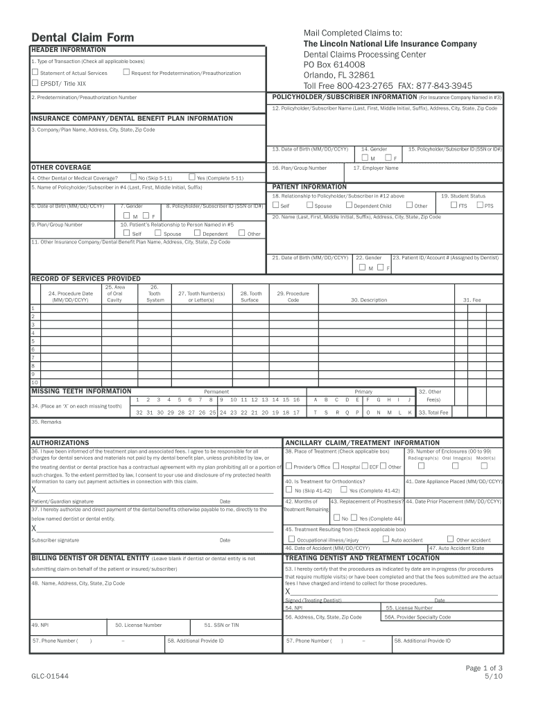 Printable Ada Dental Claim Form 2024