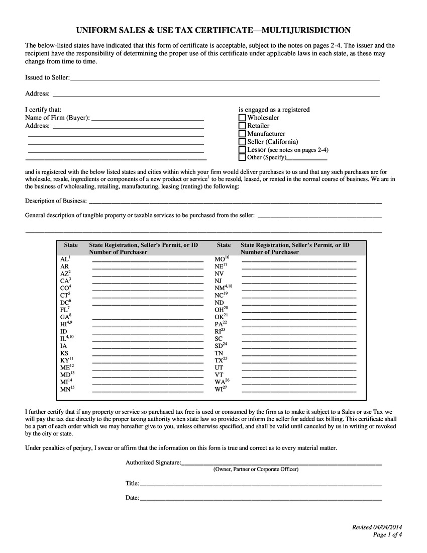 Printable Colorado Sales Tax Exemption Certificates