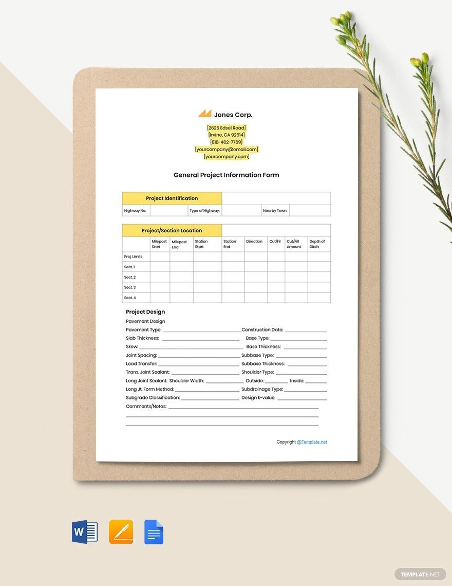 Printable Construction Form Template In Word Pages Google Docs Download Template