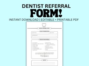 Printable Dental Patient Referral Form Editable PDF Template 8 5