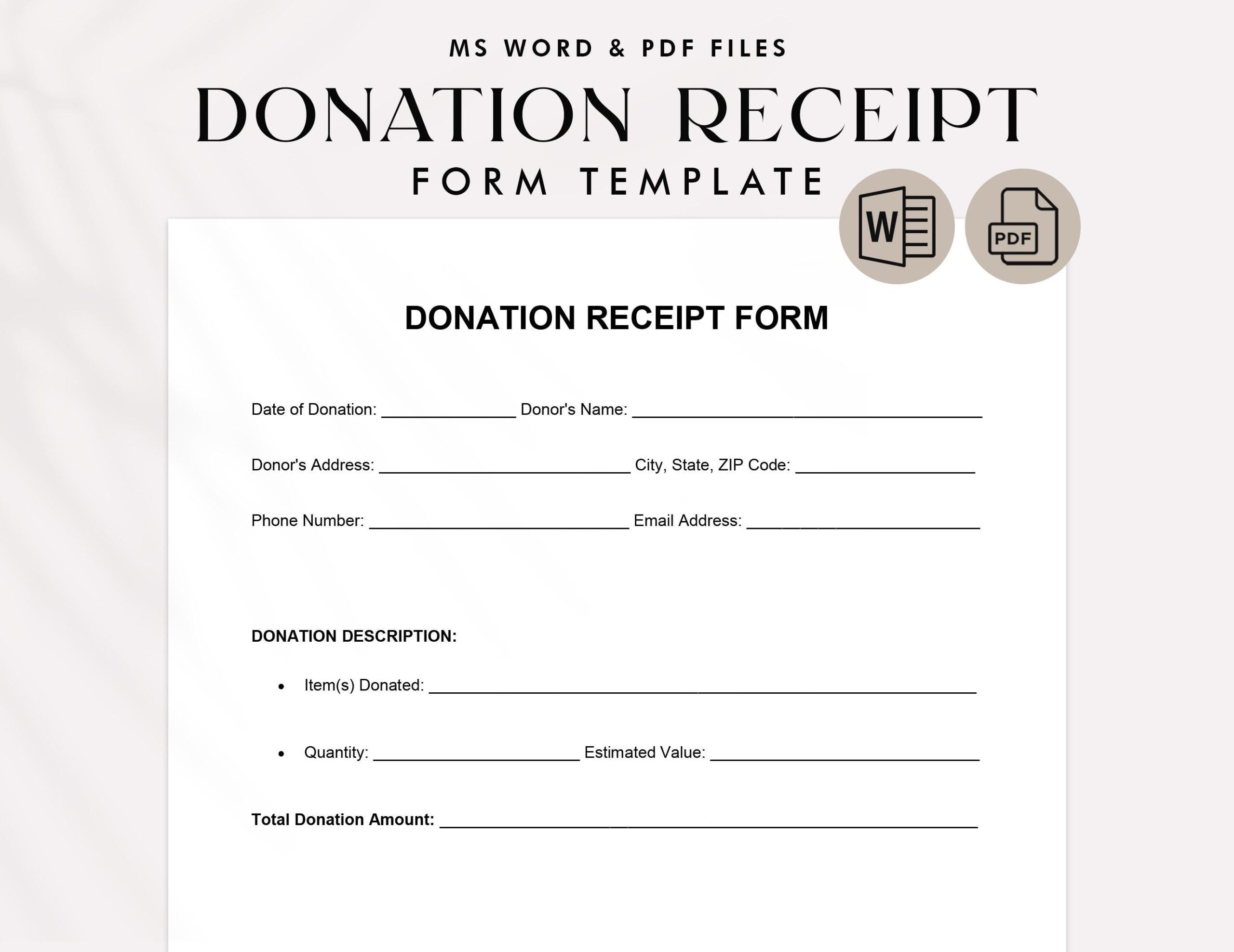 Printable Donation Receipt Template Charity U0026 Nonprofit Form PDF 