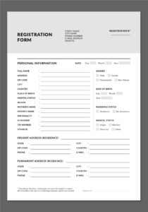 Registration Form Layout Template Document Form Template Application Form Template Personal Data Form Template InDesign A4 US