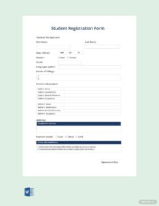 Student Registration Form Template In Word PDF Google Docs