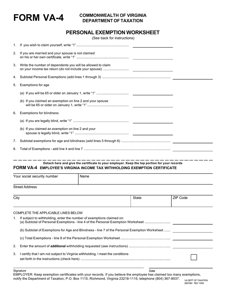 Virginia Printable Tax Forms Printable Forms Free Online