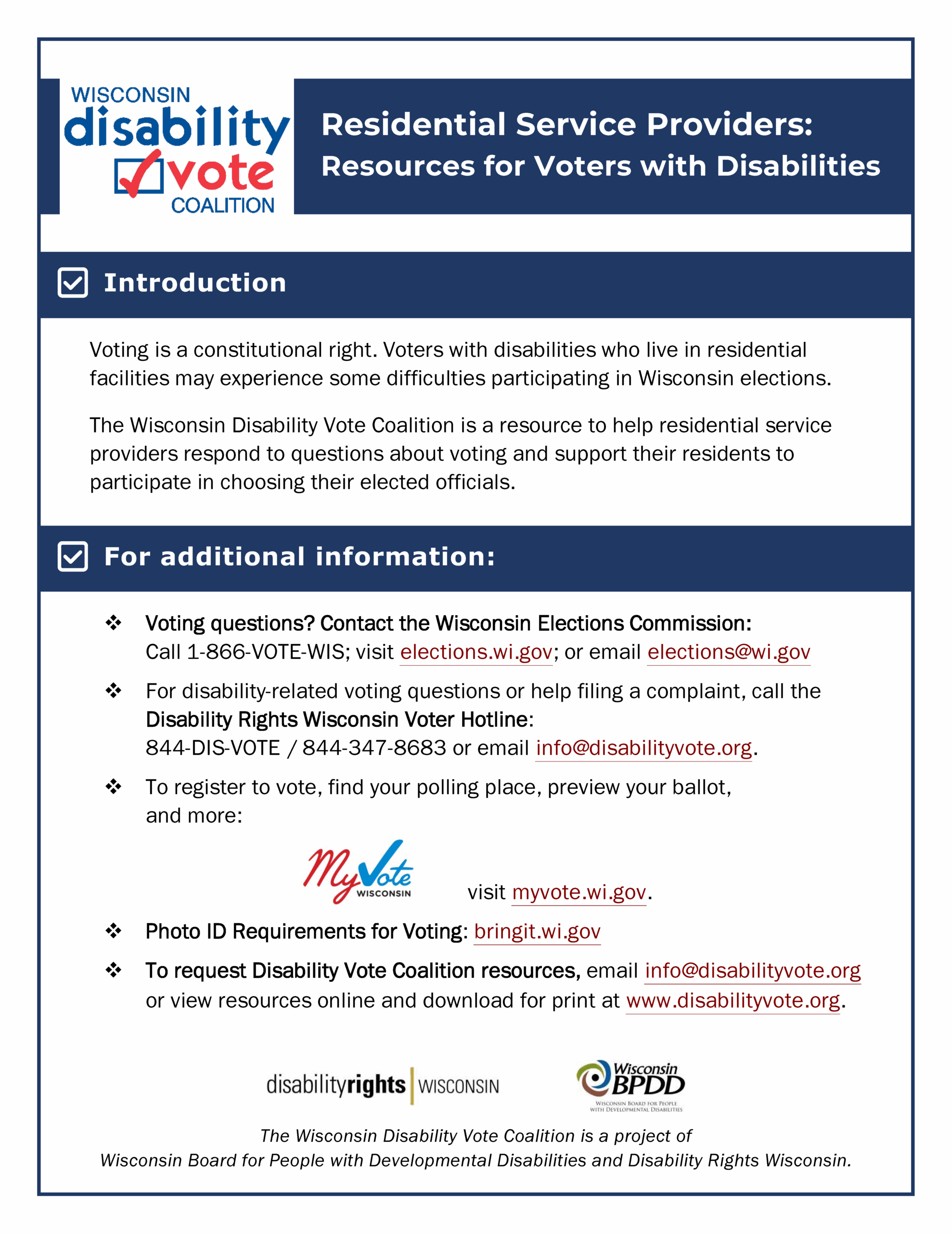 Voter Toolkit 2025 Elections Wisconsin Disability Vote Coalition