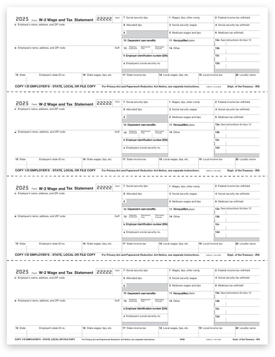 W2 Tax Forms Condensed 4up V2A For Employees DiscountTaxForms