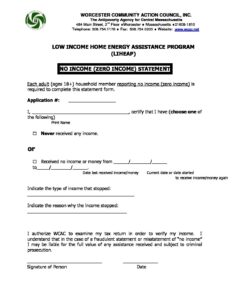 ZERO INCOME FORM 2019 2020 Worcester Community Action Council