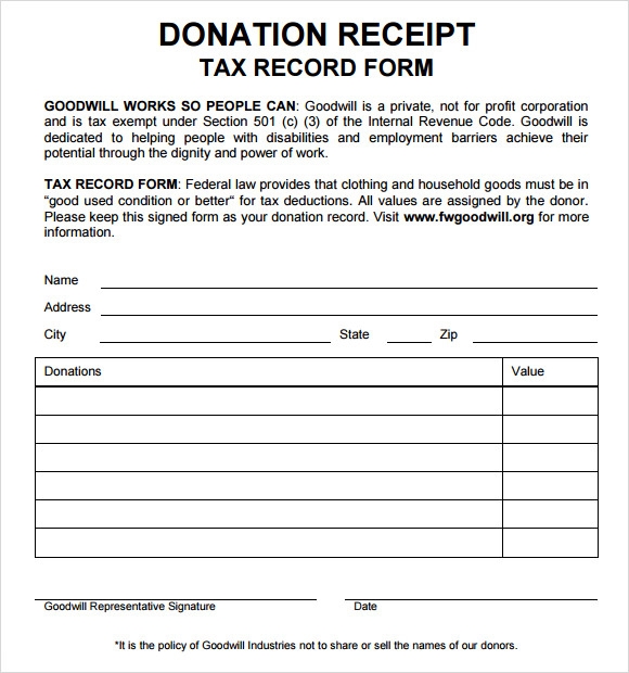 10 Donation Receipt Templates Free Samples Examples Format 