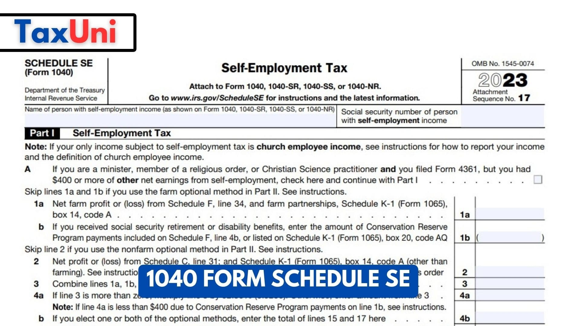 1040 Form Schedule SE 2024 2025