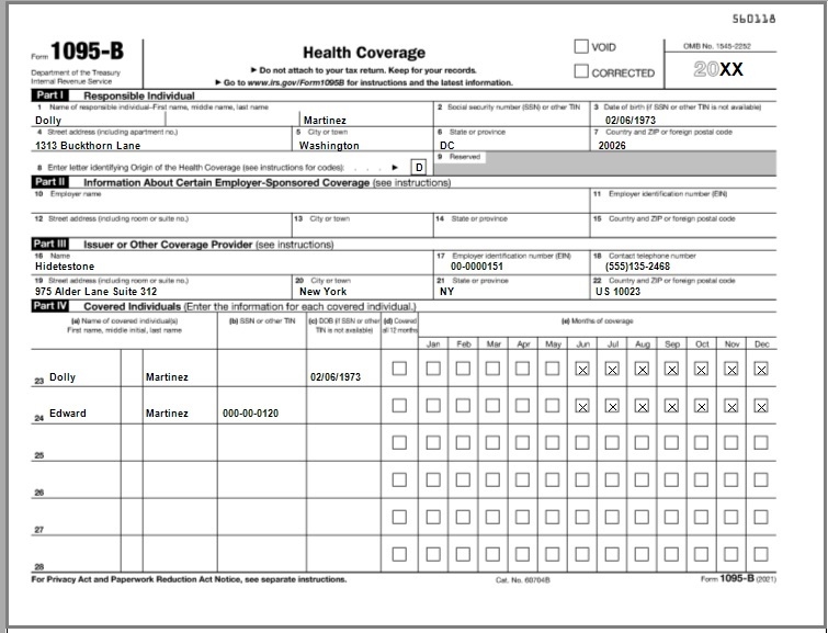 1095 B Form 2023 Printable Forms Free Online