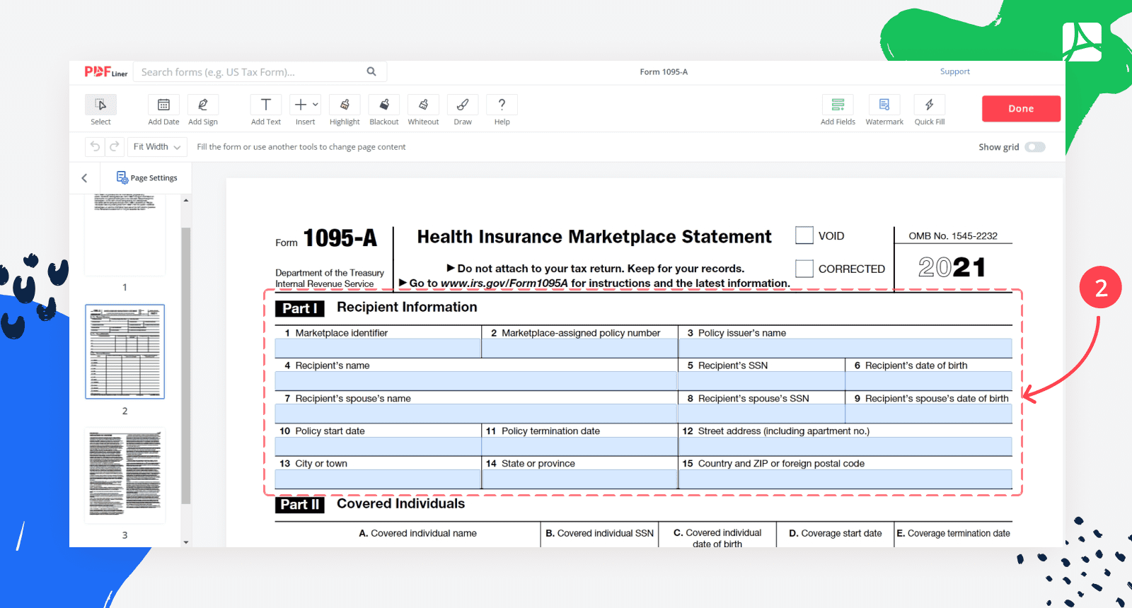 1095a Printable Tax Form For Marketplace Printable Forms Free Online