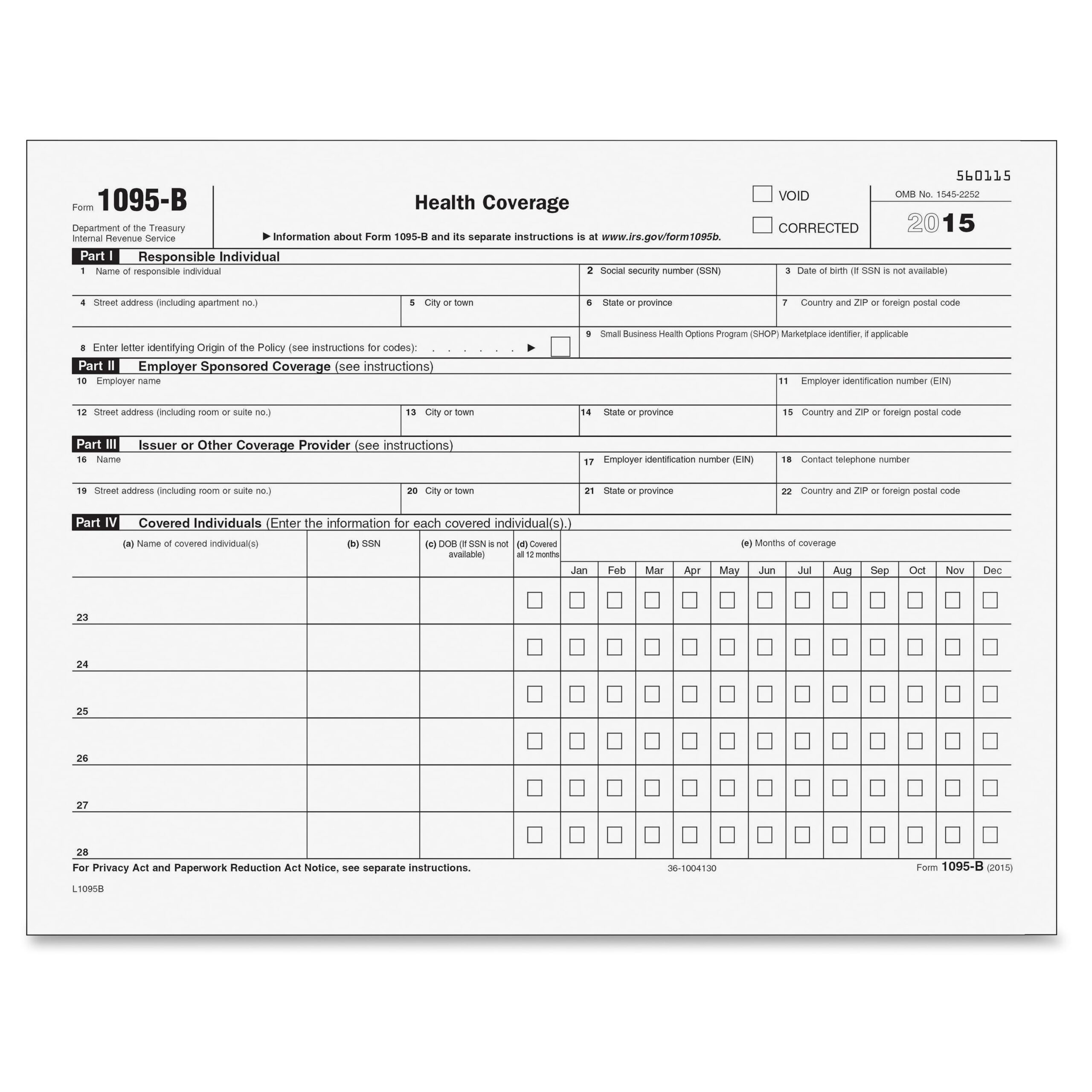 1095B Affordable Care Act Tax Form Walmart Walmart