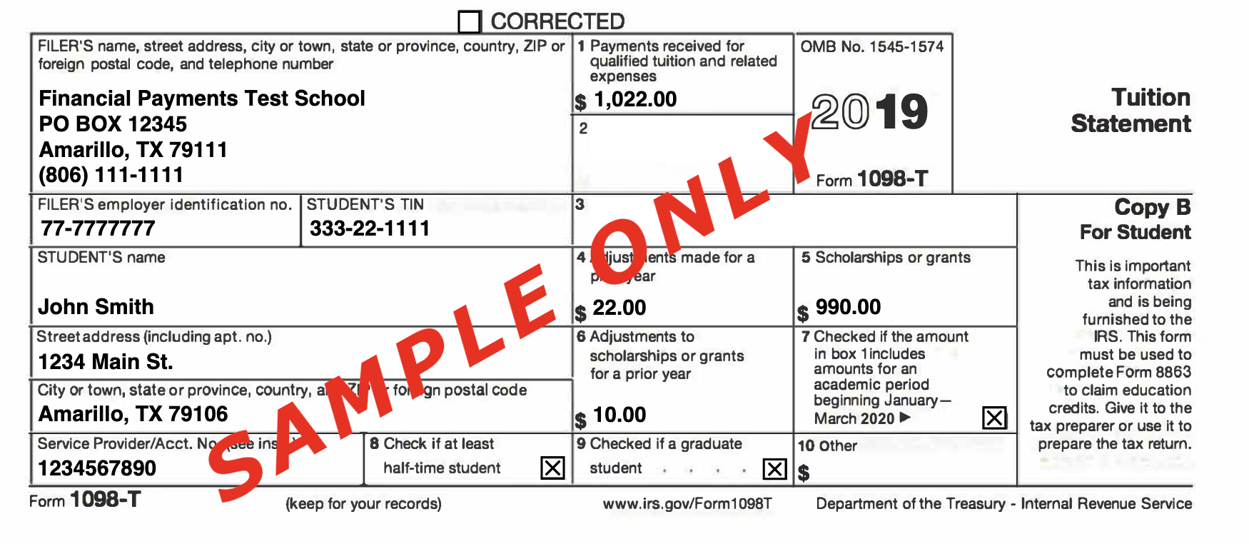 1098 T IRS Tax Form Instructions 1098 T Forms