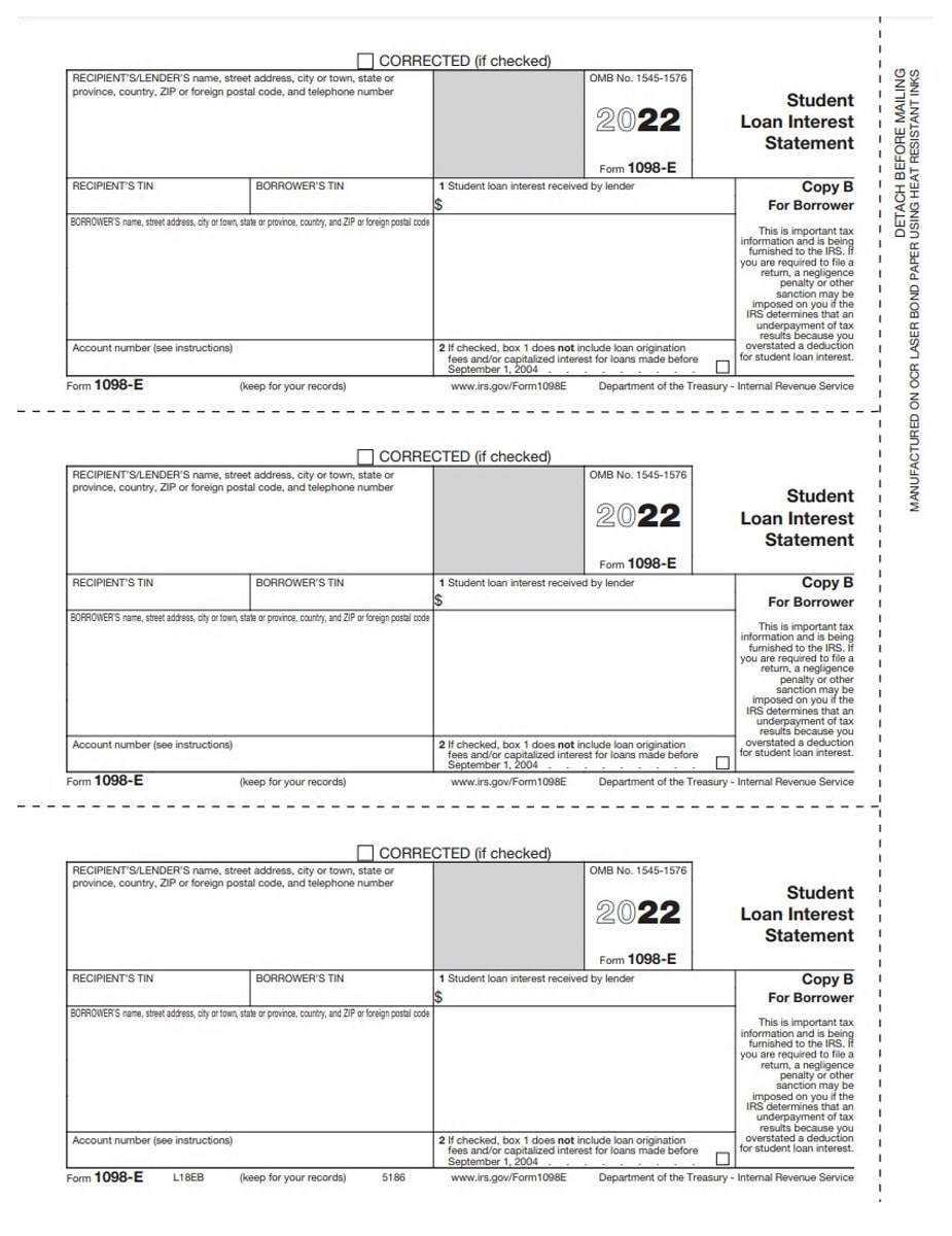 1098E Tax Form Copy B For Student Borrower ZBPforms