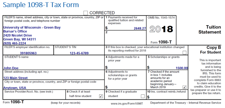 1098T Tax Form Forms Student Billing Resources UW Green Bay