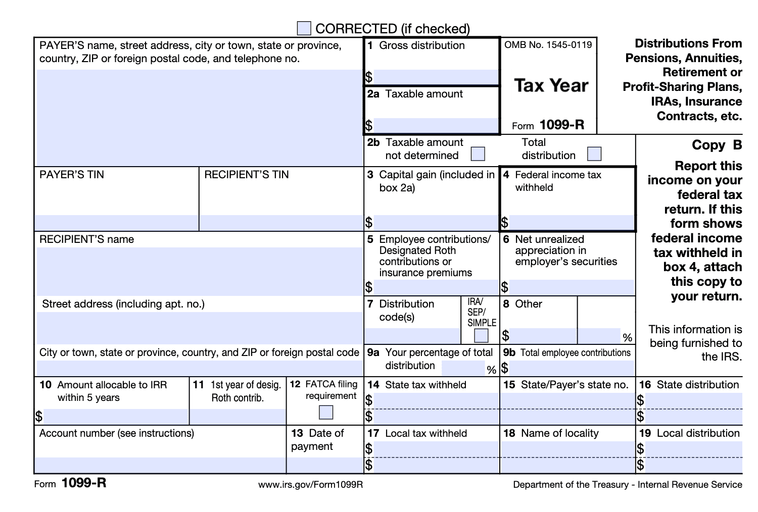 1099 R Distributions From Retirement Accounts IRA Pensions