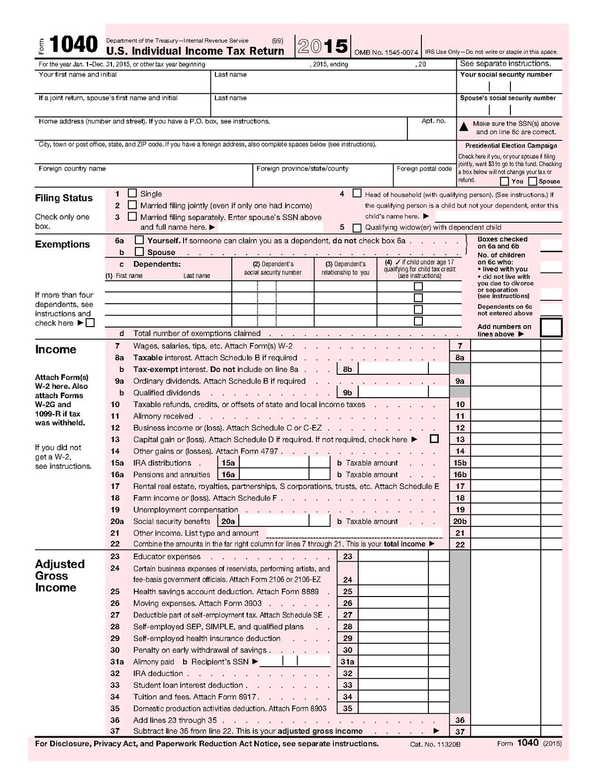 2015 IRS 1040 Form