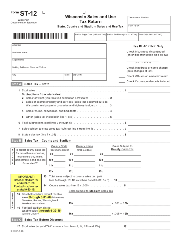 2020 2023 Form WI DoR ST 12 Fill Online Printable Fillable Blank 